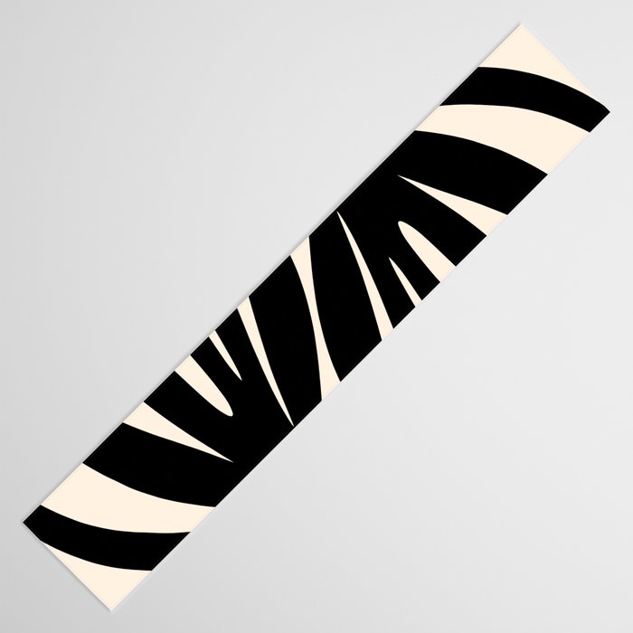 Maldives Leaves Abstract Minimalist Pattern Black and Almond Cream Table Runner Gallery Image 3