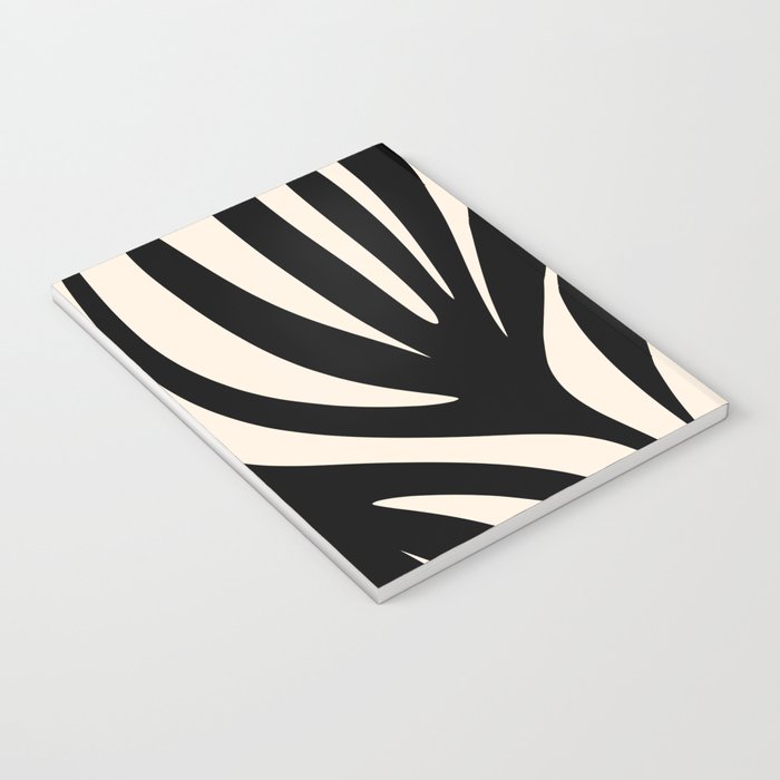 Maldives Leaves Abstract Minimalist Pattern Black and Almond Cream Notebook Gallery Image 3