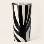 Maldives Leaves Abstract Minimalist Pattern Black and Almond Cream Travel Mug Gallery Image 3