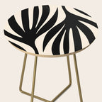 Maldives Leaves Abstract Minimalist Pattern Black and Almond Cream Side Table Gallery Image 2
