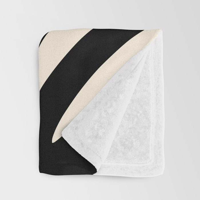 Maldives Leaves Abstract Minimalist Pattern Black and Almond Cream Throw Blanket Gallery Image 3