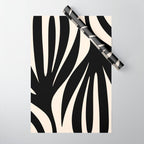 Maldives Leaves Abstract Minimalist Pattern Black and Almond Cream Wrapping Paper Gallery Image 1