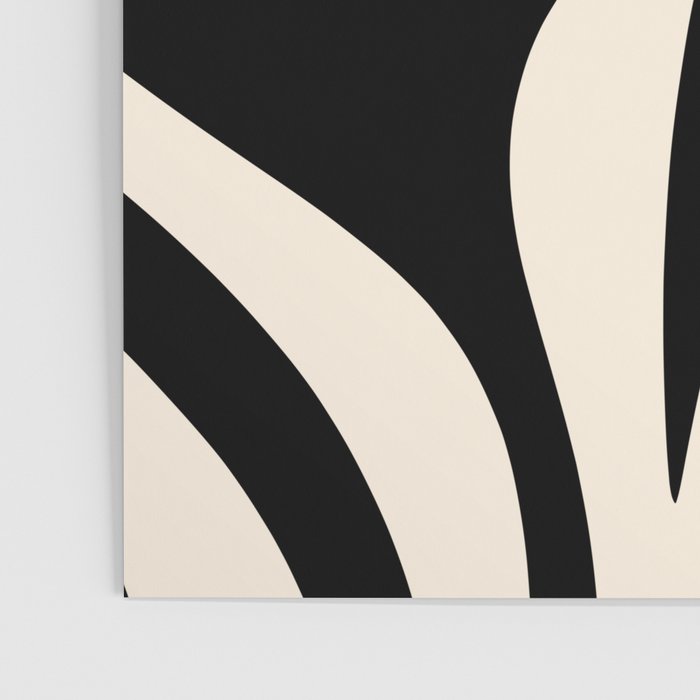 Maldives Leaves Abstract Minimalist Pattern Black and Almond Cream Poster Gallery Image 3