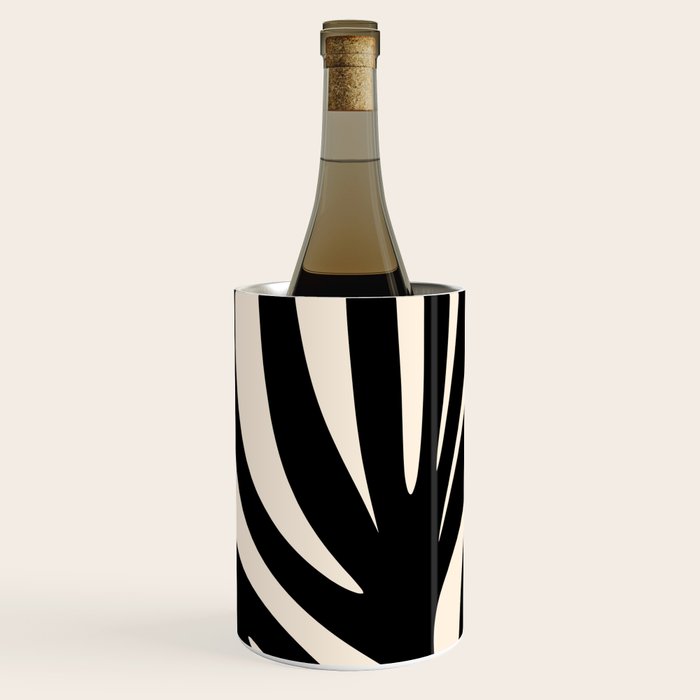 Maldives Leaves Abstract Minimalist Pattern Black and Almond Cream Wine Chiller Gallery Image 2