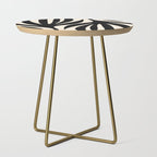 Maldives Leaves Abstract Minimalist Pattern Black and Almond Cream Side Table Gallery Image 1