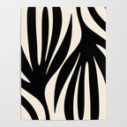 Maldives Leaves Abstract Minimalist Pattern Black and Almond Cream Poster Gallery Image 4