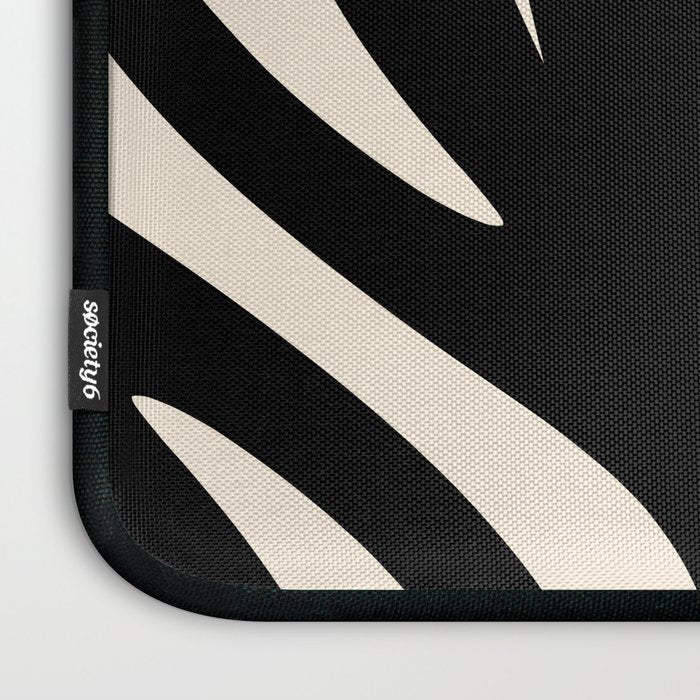 Maldives Leaves Abstract Minimalist Pattern Black and Almond Cream Laptop Sleeve Gallery Image 3