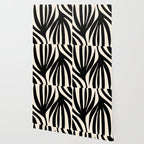 Maldives Leaves Abstract Minimalist Pattern Black and Almond Cream Wallpaper Gallery Image 2