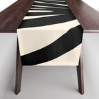 Maldives Leaves Abstract Minimalist Pattern Black and Almond Cream Table Runner Gallery Image 1
