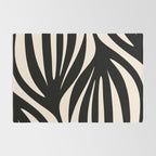 Maldives Leaves Abstract Minimalist Pattern Black and Almond Cream Rug Gallery Image 2