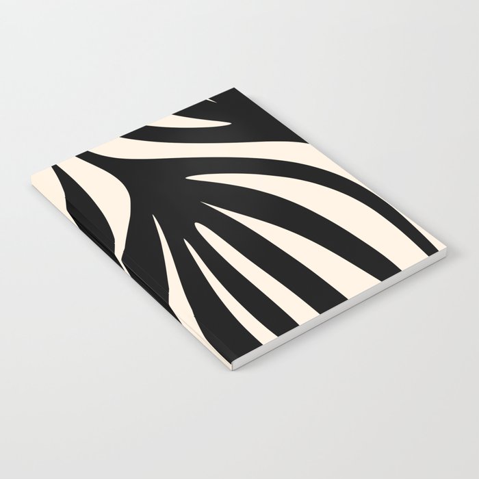 Maldives Leaves Abstract Minimalist Pattern Black and Almond Cream Notebook Gallery Image 1