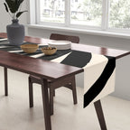 Maldives Leaves Abstract Minimalist Pattern Black and Almond Cream Table Runner Gallery Image 2