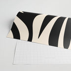 Maldives Leaves Abstract Minimalist Pattern Black and Almond Cream Wrapping Paper Gallery Image 2