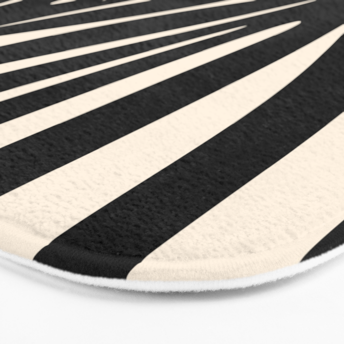 Maldives Leaves Abstract Minimalist Pattern Black and Almond Cream Bath Mat Gallery Image 3