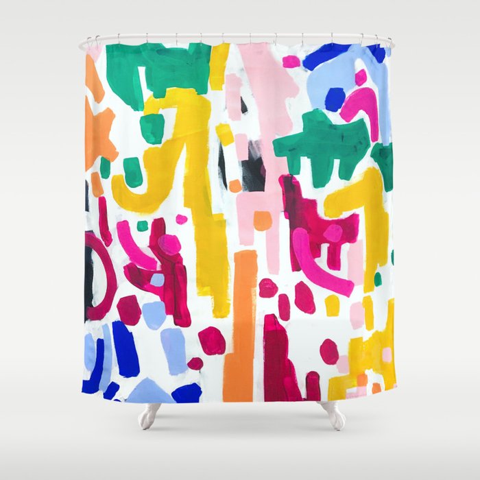 Candy In The Milky Way Galaxy Original Painting by Ejaaz Haniff Acrylic Painting Abstract Art Shapes Pattern Fun Colorful Shapes Shower Curtain Gallery Image 1