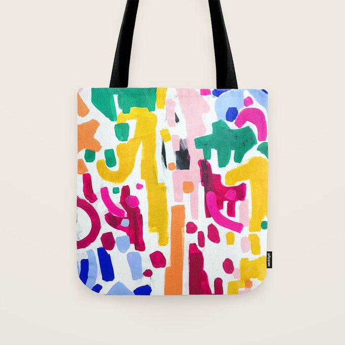 Candy In The Milky Way Galaxy Original Painting by Ejaaz Haniff Acrylic Painting Abstract Art Shapes Pattern Fun Colorful Shapes Tote Bag Gallery Image 1