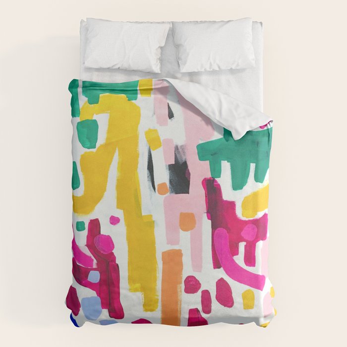 Candy In The Milky Way Galaxy Original Painting by Ejaaz Haniff Acrylic Painting Abstract Art Shapes Pattern Fun Colorful Shapes Duvet Cover Gallery Image 6