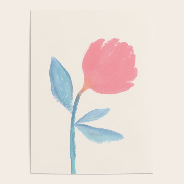 Peony Flower Gouache Illustration  Poster Gallery Image 1