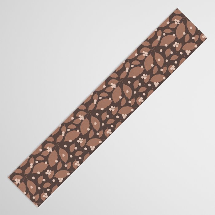 Coffee Leaves and Berries - Mocha Mousse Dark Table Runner Gallery Image 3