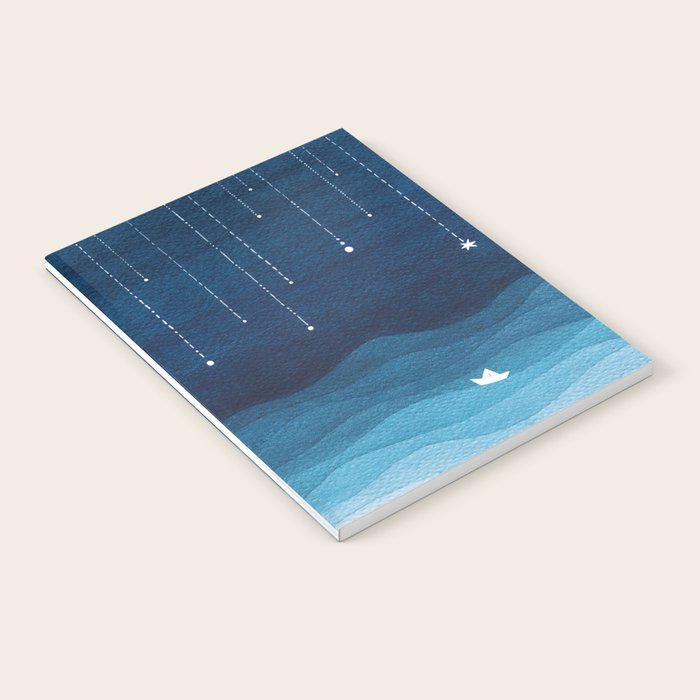 Falling stars, blue, sailboat, ocean Notebook Gallery Image 1