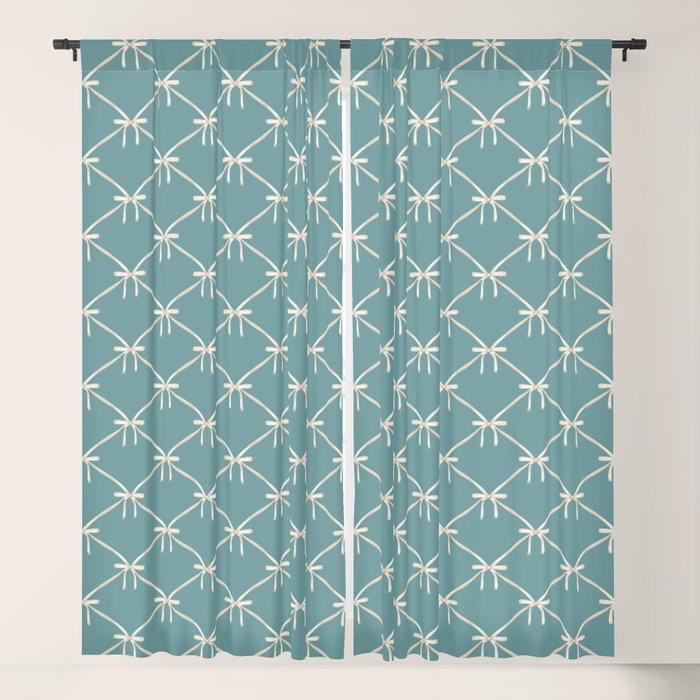 Bows & Ribbons Pattern LIV Teal Green Window Curtain Gallery Image 5