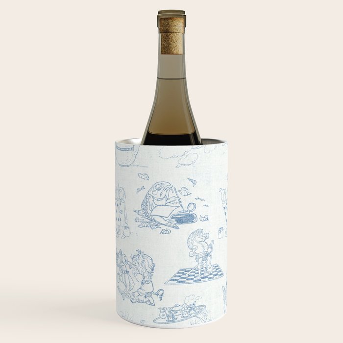 Alice in Wonderland Toile Blue Wine Chiller Gallery Image 1