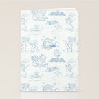 Alice in Wonderland Toile Blue Stationery Card Gallery Image 2