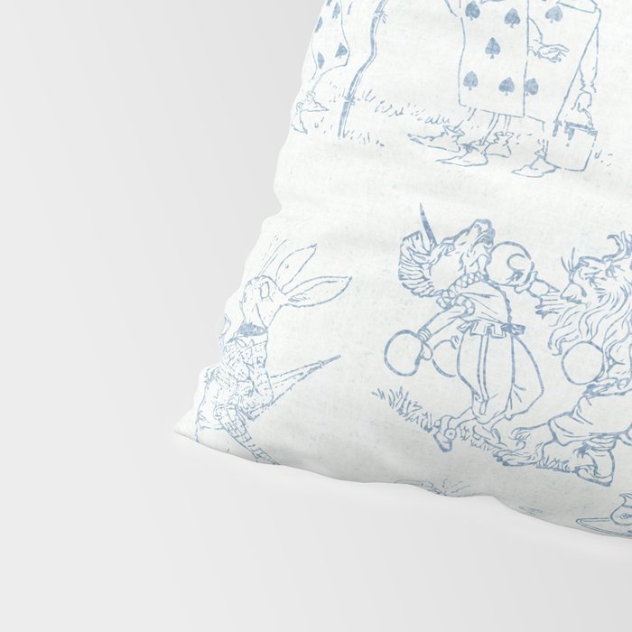 Alice in Wonderland Toile Blue Pillow Sham Gallery Image 4