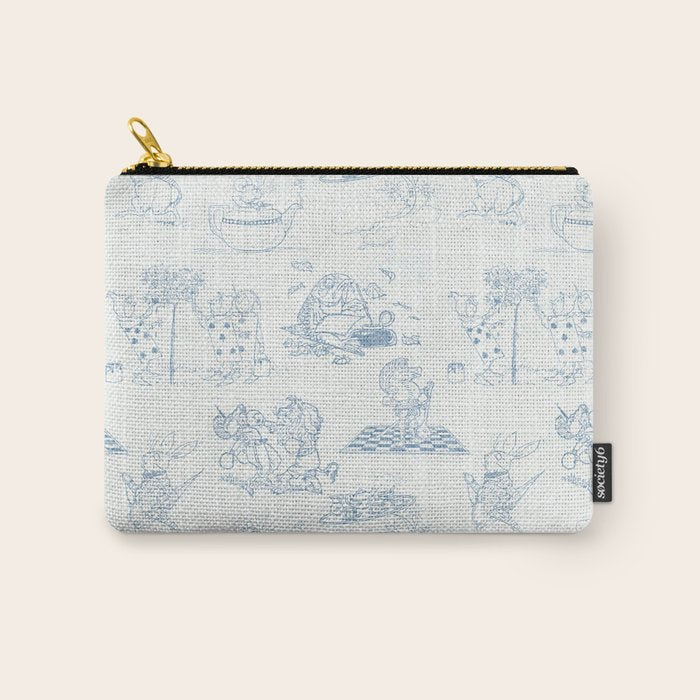 Alice in Wonderland Toile Blue Carry All Pouch Gallery Image 1