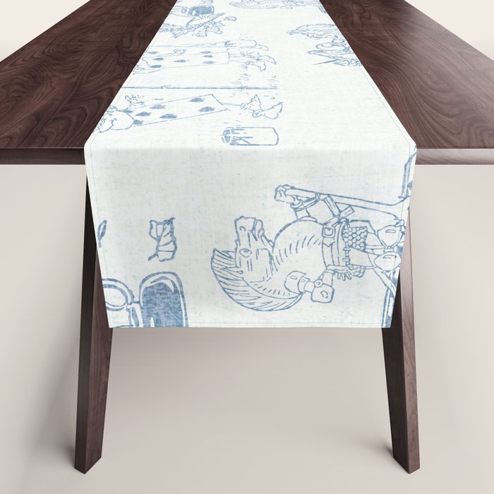 Alice in Wonderland Toile Blue Table Runner Gallery Image 1