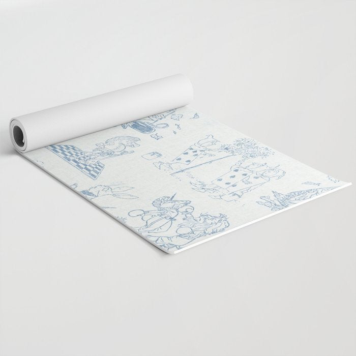 Alice in Wonderland Toile Blue Yoga Mat Gallery Image 2