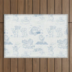 Alice in Wonderland Toile Blue Outdoor Rug Gallery Image 1