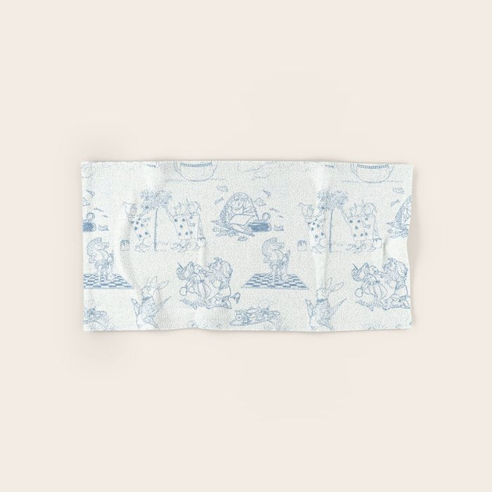 Alice in Wonderland Toile Blue Bath Towel Gallery Image 1