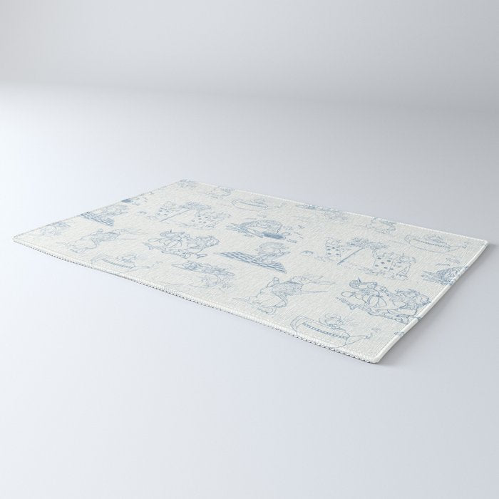 Alice in Wonderland Toile Blue Rug Gallery Image 3