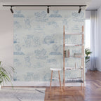 Alice in Wonderland Toile Blue Wall Mural Gallery Image 1