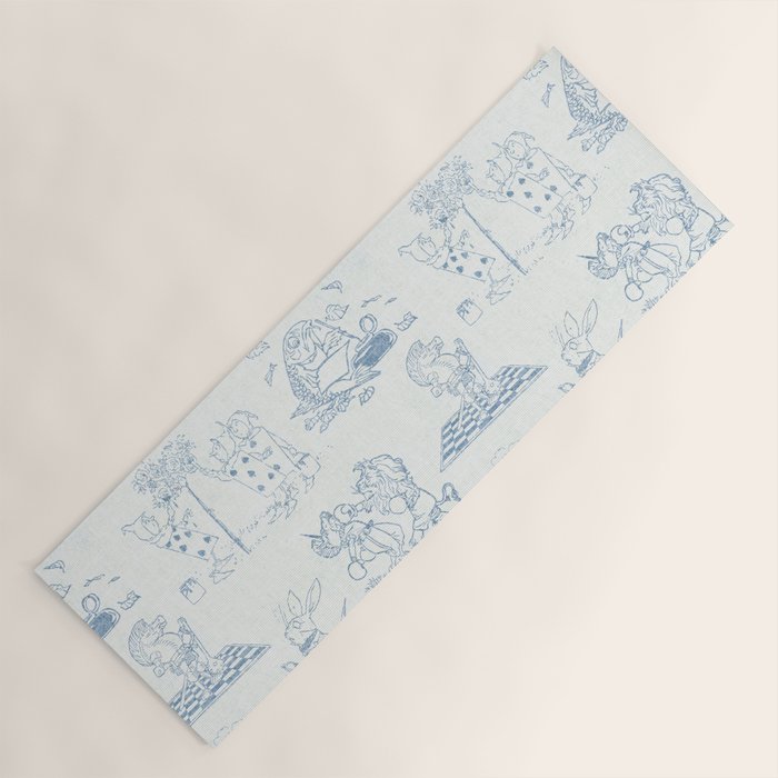 Alice in Wonderland Toile Blue Yoga Mat Gallery Image 1