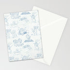 Alice in Wonderland Toile Blue Stationery Card Gallery Image 2