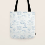 Alice in Wonderland Toile Blue Tote Bag Gallery Image 1