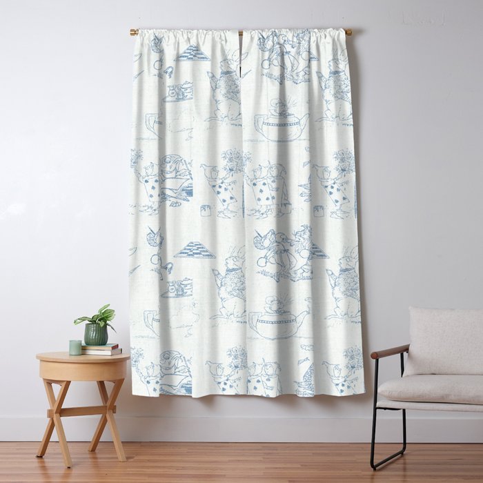 Alice in Wonderland Toile Blue Window Curtain Gallery Image 5