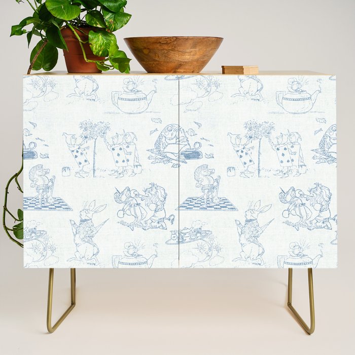 Alice in Wonderland Toile Blue Credenza Gallery Image 1