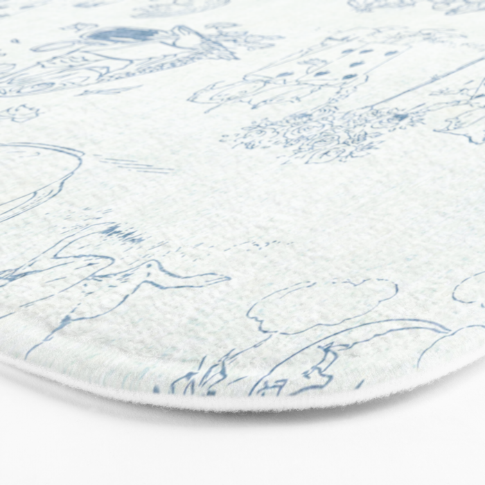 Alice in Wonderland Toile Blue Bath Mat Gallery Image 3