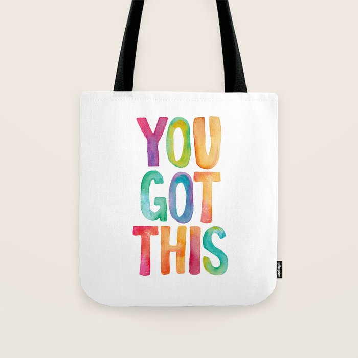 You Got This Rainbow Watercolor Tote Bag Gallery Image 1