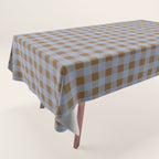 Gingham Plaid Check Pattern in Brown and Blue Tablecloth Gallery Image 1