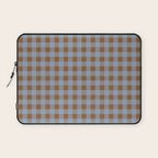 Gingham Plaid Check Pattern in Brown and Blue Laptop Sleeve Gallery Image 1