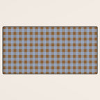 Gingham Plaid Check Pattern in Brown and Blue Desk Mat Gallery Image 3