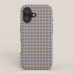 Gingham Plaid Check Pattern in Brown and Blue iPhone Case Gallery Image 1
