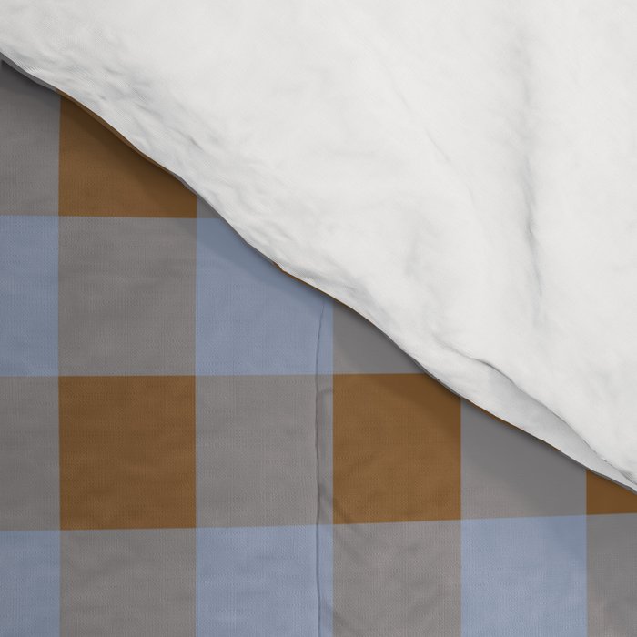 Gingham Plaid Check Pattern in Brown and Blue Comforter Gallery Image 4