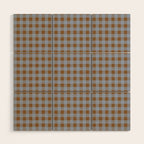 Gingham Plaid Check Pattern in Brown and Blue Wood Wall Art Gallery Image 1