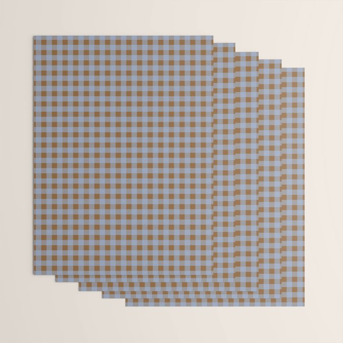 Gingham Plaid Check Pattern in Brown and Blue Wrapping Paper Gallery Image 3