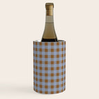 Gingham Plaid Check Pattern in Brown and Blue Wine Chiller Gallery Image 1